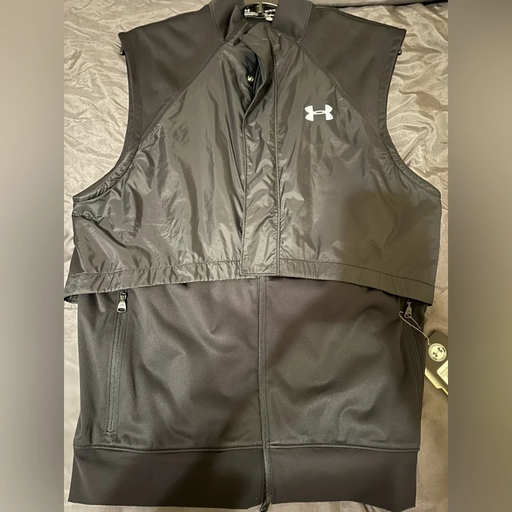 NEW WT UNDER ARMOUR COLDGEAR REACTOR‎ RUN VEST BLACK SIZE LARGE SLEEVLESS